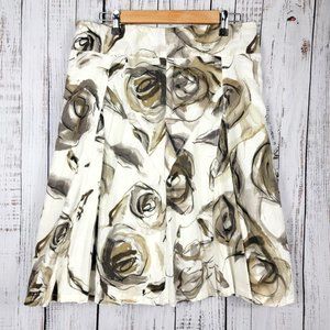 Coldwater Creek Lined Skirt Medium Linen Blend Pleated Midi Floral